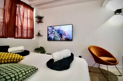 Télévision ou salle de divertissement dans l'établissement Le Spa Beauvoisine - Jacuzzi Sauna Rouen centre Free parking
