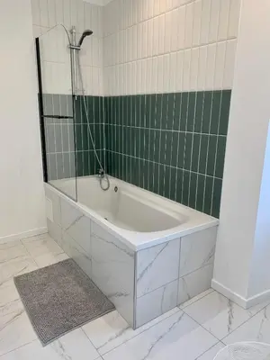 Salle de bains dans l'établissement Au soleil Normand
