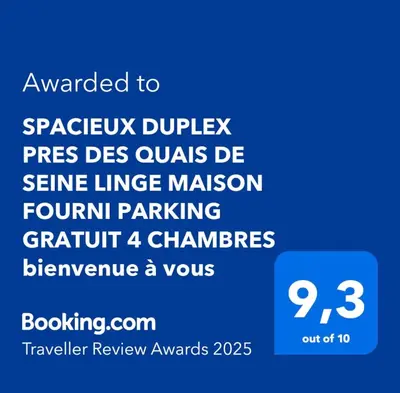 Plan de l'établissement SPACIEUX DUPLEX PRES DES QUAIS DE SEINE LINGE MAISON FOURNI PARKING GRATUIT 4 CHAMBRES bienvenue à vous