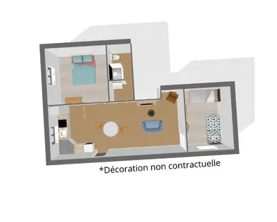 Plan de l'établissement Dewailly, 2 chambres, 3 lits, élégant, 700m centre ville