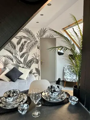 Coin salon dans l'établissement Studio chaleureux hypercentre Amiens