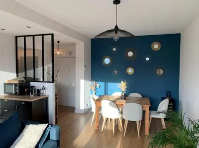 Cuisine ou kitchenette dans l'établissement Appartement Rouen terrasse + parking