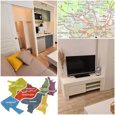 Télévision ou salle de divertissement dans l'établissement Appartement au coeur de la ville de Taverny