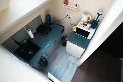 Cuisine ou kitchenette dans l'établissement Green cosy