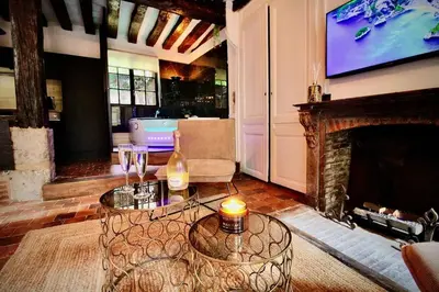 Télévision ou salle de divertissement dans l'établissement Le Spa Gustave - Sauna, Jacuzzi & Terrasse à Rouen