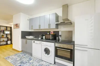 Cuisine ou kitchenette dans l'établissement L'Elias : appartement de standing pour 6