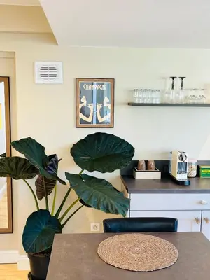 Cuisine ou kitchenette dans l'établissement Les Grands Jardins Lodge