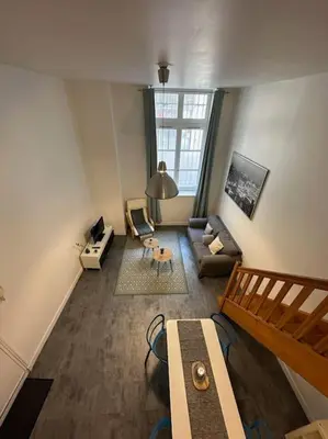 Coin salon dans l'établissement Appartement dans ancien Hôtel historique