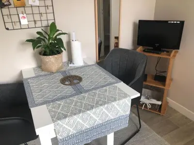 Télévision ou salle de divertissement dans l'établissement maison indépendante avec jardin