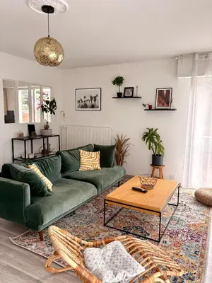 Coin salon dans l'établissement Appartement Rouen centre proche CHU