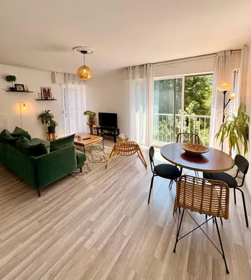 Coin salon dans l'établissement Appartement Rouen centre proche CHU