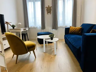 Coin salon dans l'établissement Villa Saint Jacques , Duplex Les Galets