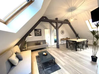 Télévision ou salle de divertissement dans l'établissement Le Loft boisé Giverny-Vernon - appt 8