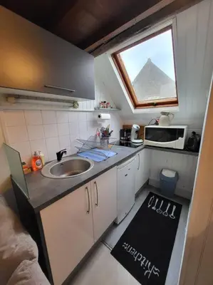 Cuisine ou kitchenette dans l'établissement Charmant appartement au cœur du quartier St-Pierre