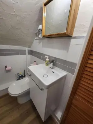 Salle de bains dans l'établissement Charmant appartement au cœur du quartier St-Pierre