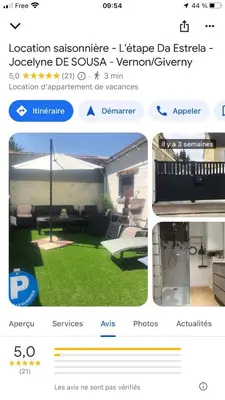 Plan de l'établissement L'étape Da estrela-Nid douillet-Vernon Giverny