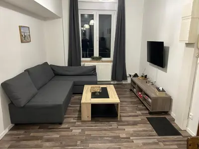 Coin salon dans l'établissement Appartement bord de seine