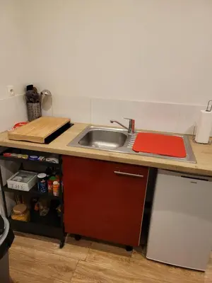 Cuisine ou kitchenette dans l'établissement Petite maisonnette