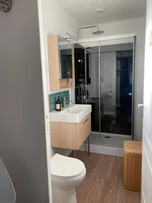 Salle de bains dans l'établissement Maison familiale au coeur de la vallée de l'Eure