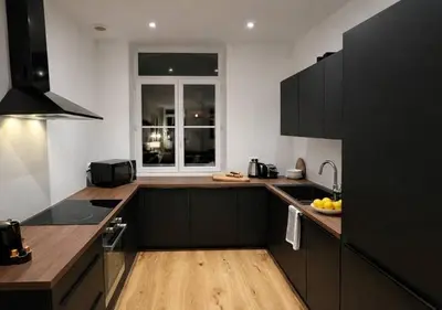 Cuisine ou kitchenette dans l'établissement L'Eclat Prestigieux : Quartier Henriville