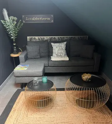 Coin salon dans l'établissement Suite avec salon privé 25m2 Wifi Netflix Duclair
