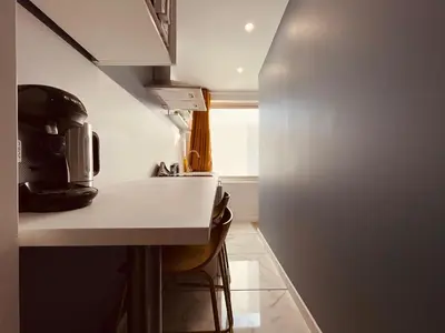 Cuisine ou kitchenette dans l'établissement La balnéo de l'impératrice Anastasia - 306