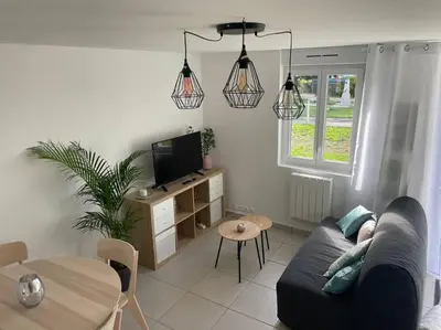 Télévision ou salle de divertissement dans l'établissement Thuit de l'Oison - Superbe appartement F2 duplex