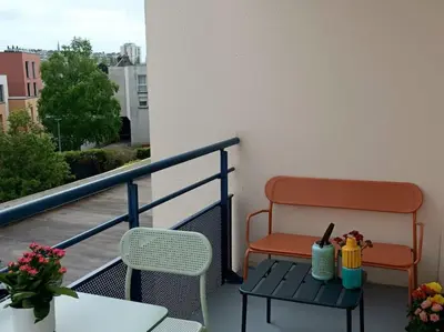 Balcon ou terrasse dans l'établissement Appartement proximité directe Rouen