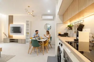 Cuisine ou kitchenette dans l'établissement La Confortable - Spacieux T3 familial 6pers - Bonn'appartts-sur-Seine
