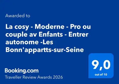 Certificat, récompense, panneau ou autre document affiché dans l'établissement La cosy - Moderne - Pro ou couple av Enfants - Entrer autonome -Les Bonn'appartts-sur-Seine