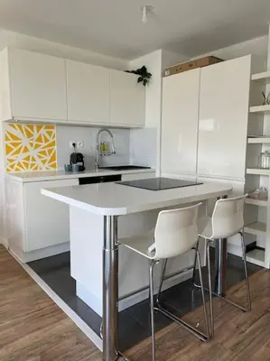 Cuisine ou kitchenette dans l'établissement Appartement 3P Gare Terrasse et Parking privé