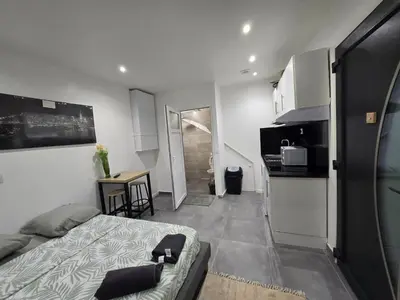 Cuisine ou kitchenette dans l'établissement 2 Studio Cosy Wifi a Meulan