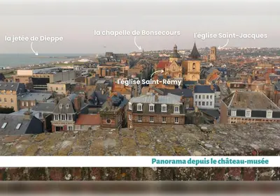 Vue générale sur Dieppe ou vue de la ville depuis la maison de vacances
