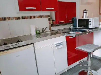 Cuisine ou kitchenette dans l'établissement Studio fonctionnel au calme