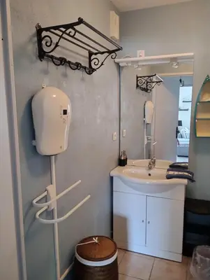 Salle de bains dans l'établissement Les baigneurs apt très calme 2 chambres 58 m2 parking privé et balcon