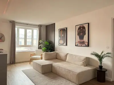 Coin salon dans l'établissement Appartement 52m2, neuf, à deux pas de la Gare