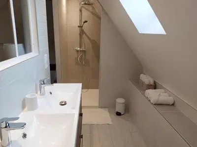 Salle de bains dans l'établissement La closerie de l'Andelle