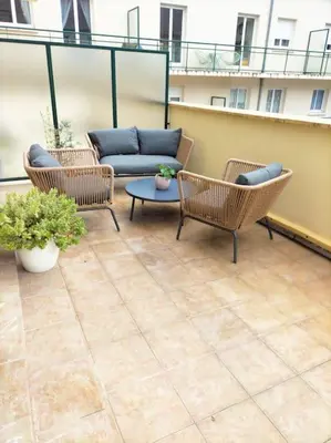 Balcon ou terrasse dans l'établissement Cosy flat in Beauvais city center
