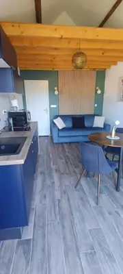 Cuisine ou kitchenette dans l'établissement STUDIO VACANCES vue sur Mont Joli Bois