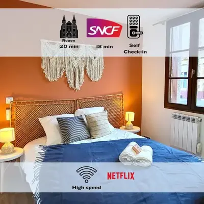 Colonial - Élégant deux-pièces à 20min de Rouen