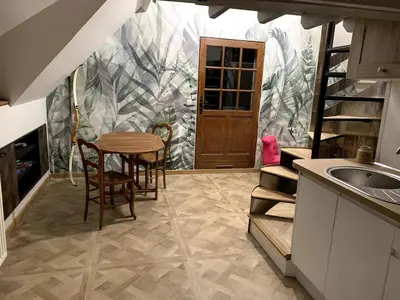 Cuisine ou kitchenette dans l'établissement Gîte les Crayons