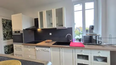 Cuisine ou kitchenette dans l'établissement Maison Les Glycines Rouen