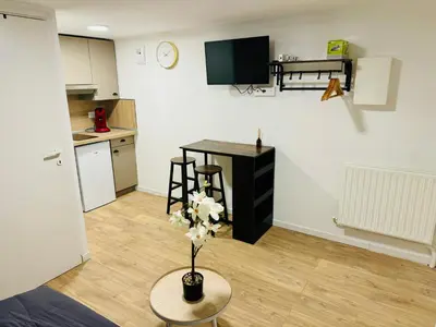 Cuisine ou kitchenette dans l'établissement Rez-de-jardin équipé
