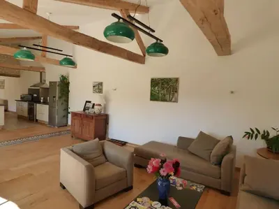 Coin salon dans l'établissement Maison de vacances ideale - La Mariniere du Mesnil