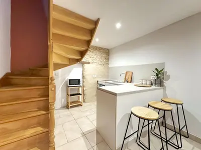 Cuisine ou kitchenette dans l'établissement Appart cosy au cœur du Vexin