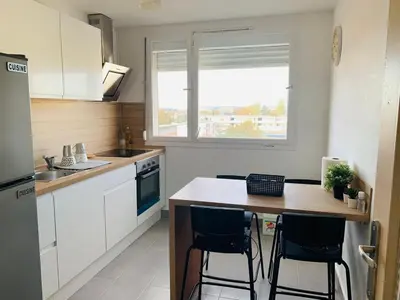 Cuisine ou kitchenette dans l'établissement Charmante appartement de 2 chambres à Saint-Étienne-du-Rouvray