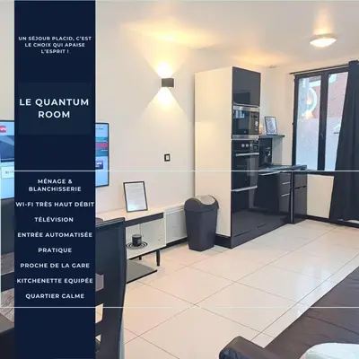 Cuisine ou kitchenette dans l'établissement Le Quantum Room - Avec Netflix et Amazon Prime