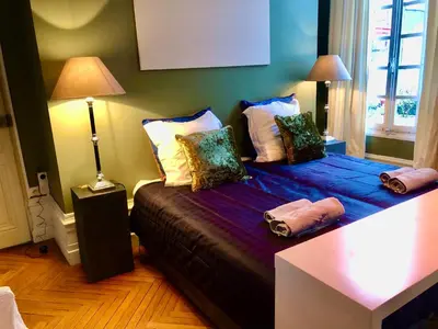 Un ou plusieurs lits dans un hébergement de l'établissement location appartement 93 M2 plein centre historique