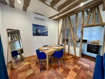 Cuisine ou kitchenette dans l'établissement Le Bleuet de Rouen