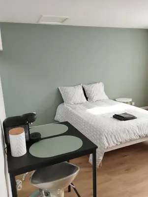Un ou plusieurs lits dans un hébergement de l'établissement Appartement Cosy proche de Rouen